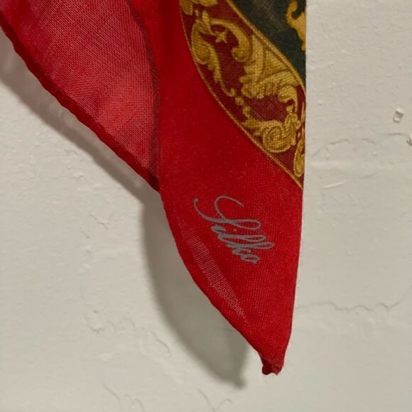 Lilko scarf Lg made in Italy red and gold yellow - Picture 4 of 5